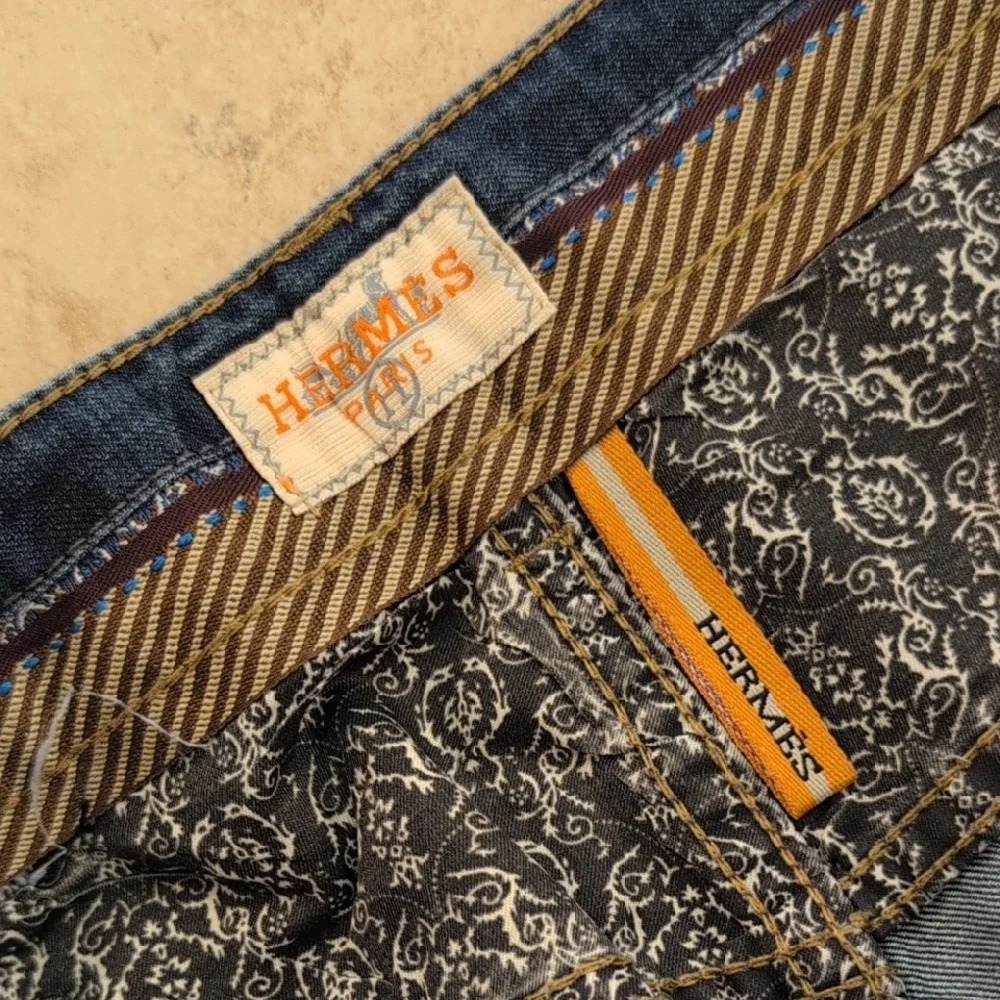 Hermes Men's Blue Denim Jean Shorts - Size 33 - Picture 7 of 11